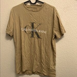 Calvin Klein Khaki Short Sleeve Tee Cotton Crew Neck